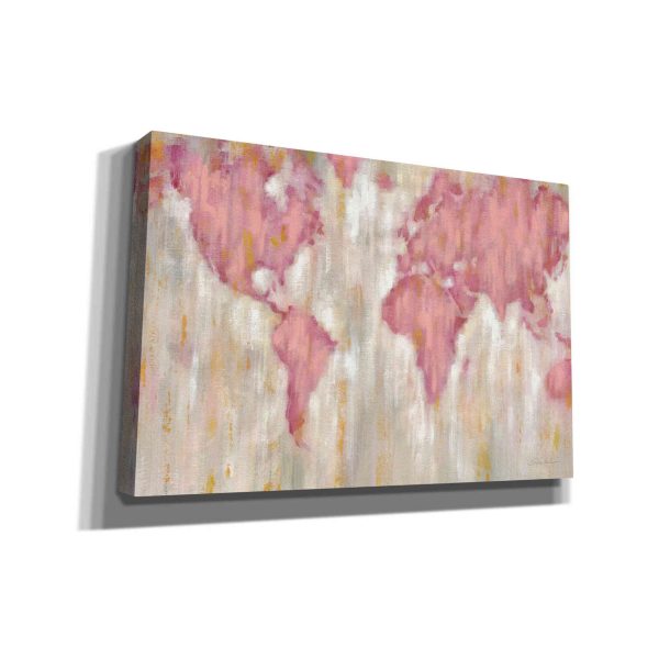 Blush World Map  by Silvia Vassileva, Canvas Wall Art Cheap