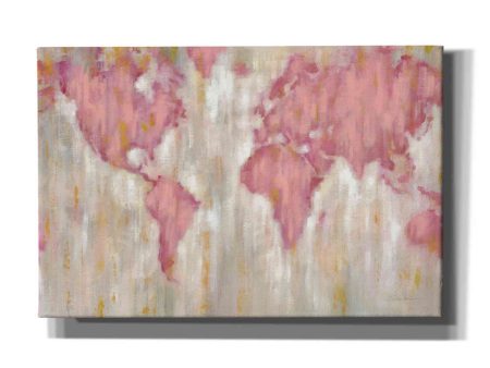 Blush World Map  by Silvia Vassileva, Canvas Wall Art Cheap