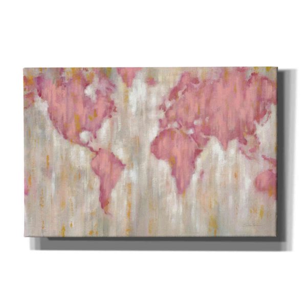 Blush World Map  by Silvia Vassileva, Canvas Wall Art Cheap