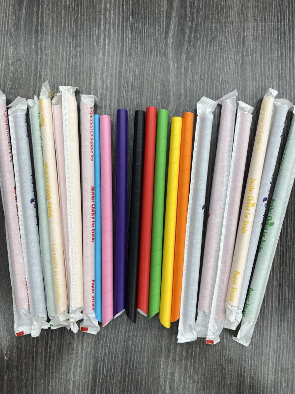 Paper Bubble Tea Boba Straws, Individually Wrapped - 1800 per case - Bio-degradable - Eco Friendly - Assorted Colors Online now