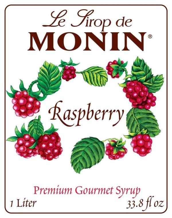 Raspberry - Monin - Premium Syrups and Flavourings - 4 x 1 L per case For Sale