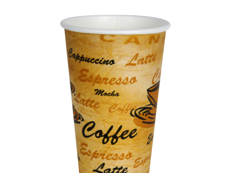 16 oz Coffee Hot Drinks Paper Cups, Elegant Cafe Print Design, Fully Recyclable (1000 cups) Sale