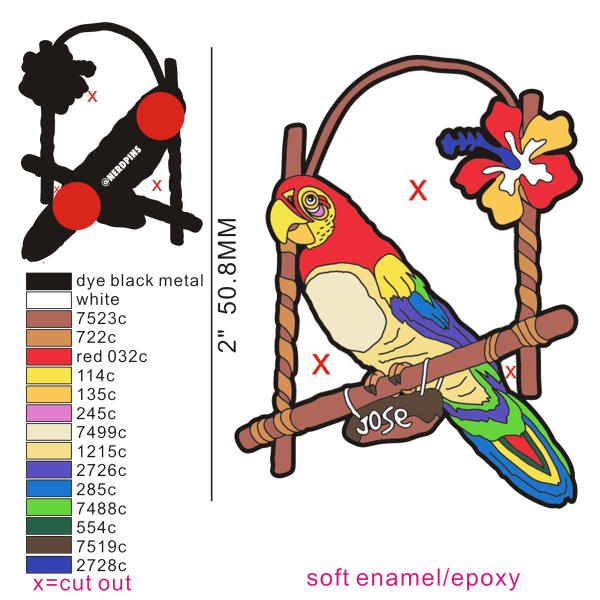 Tiki Parrot Pin Fashion