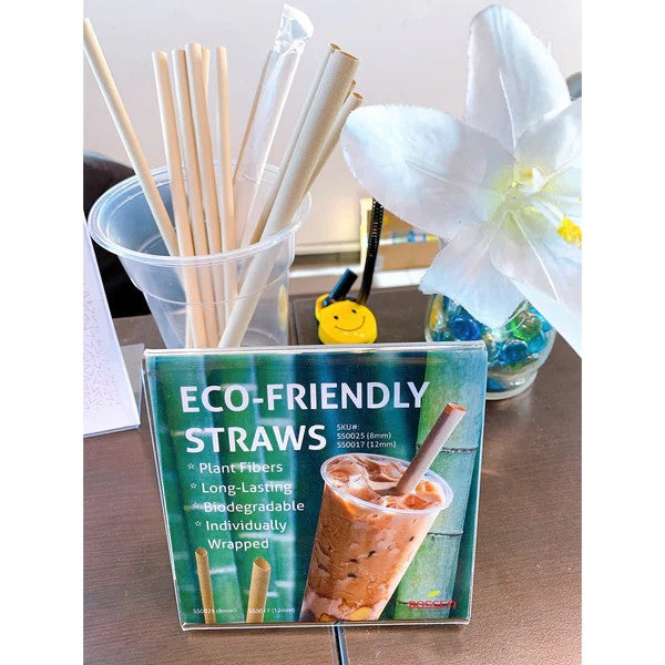 Big Biodegradable Bamboo Straw , Individually Wrapped Paper (12mm x 23cm), - Eco-Friendly - 2000 Case Online now