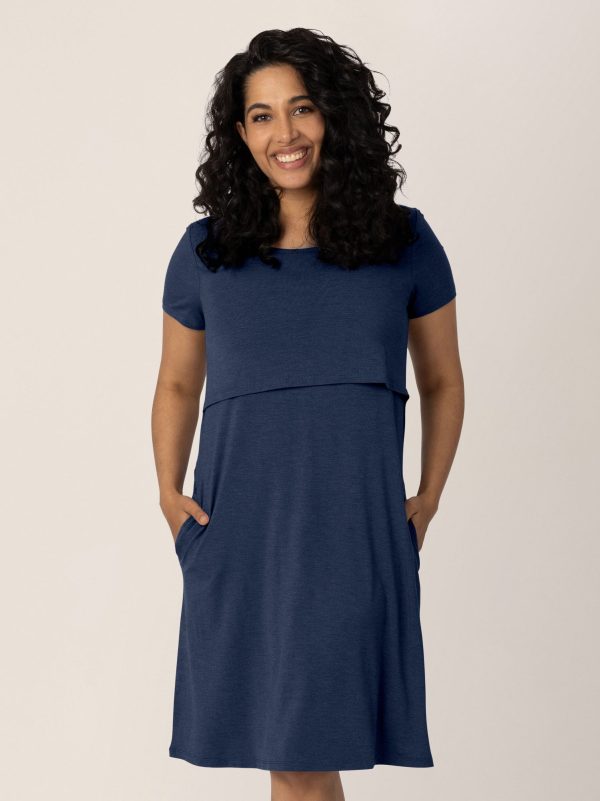 Eleanora Bamboo Maternity & Nursing Dress | Navy Heather Supply