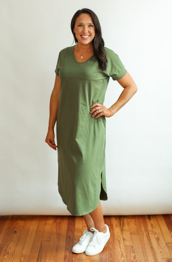 Invisible Zipper Midi Breastfeeding T-Shirt Dress Online Sale