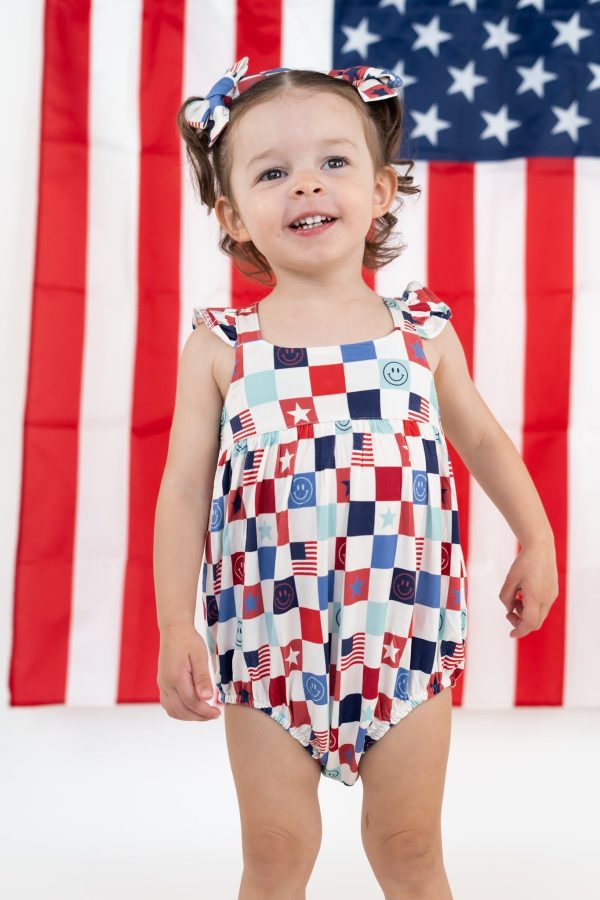 HOME OF THE FREE CHECKERS DREAM BUBBLE ROMPER Sale