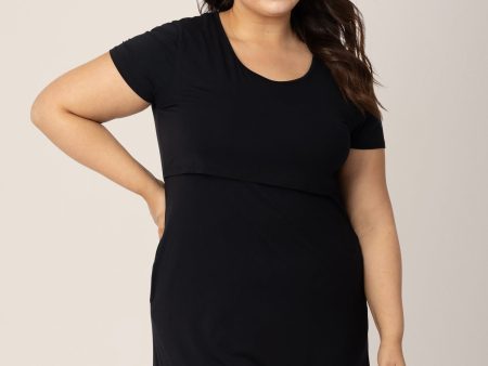 Eleanora Bamboo Maternity & Nursing Dress | Black Online Hot Sale