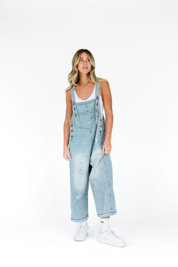 Frankie Denim Overalls - Light Wash For Sale