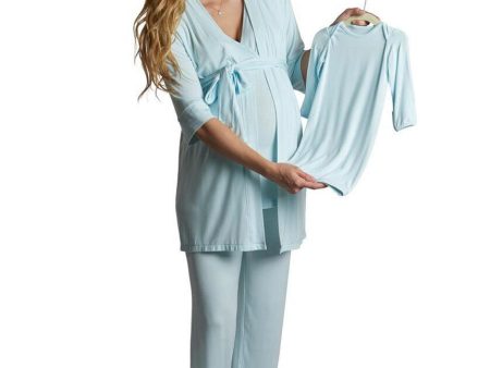 Whisper Blue Maternity & Nursing PJ & Baby Set Discount