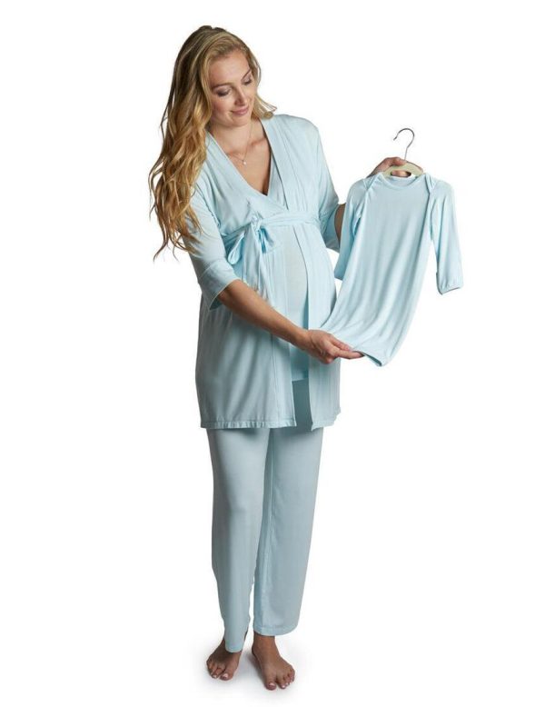 Whisper Blue Maternity & Nursing PJ & Baby Set Discount