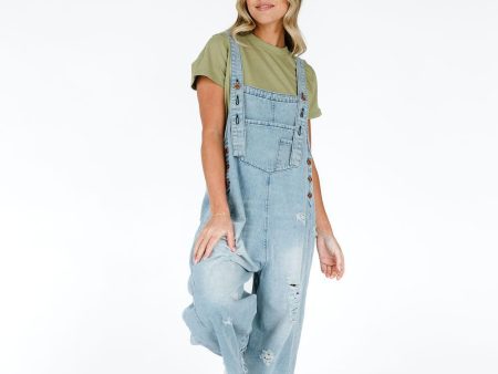 Frankie Denim Overalls - Light Wash For Sale