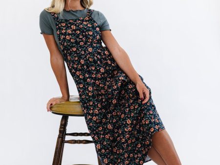 Shay Overall Dress in Floral Navy For Sale