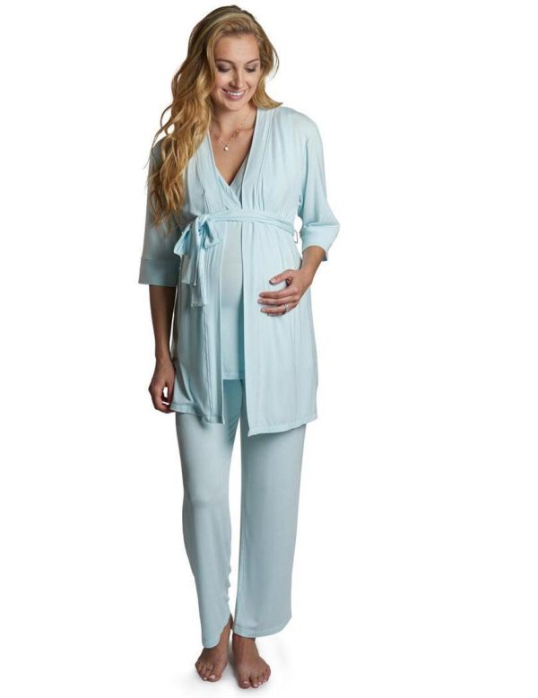 Whisper Blue Maternity & Nursing PJ & Baby Set Discount