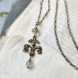 fleur de lis amulet - antiqued bronze with fluorite Hot on Sale