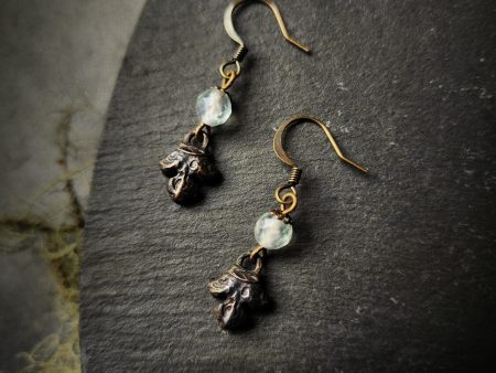 fleur earrings : pale fluorite & antiqued bronze For Sale