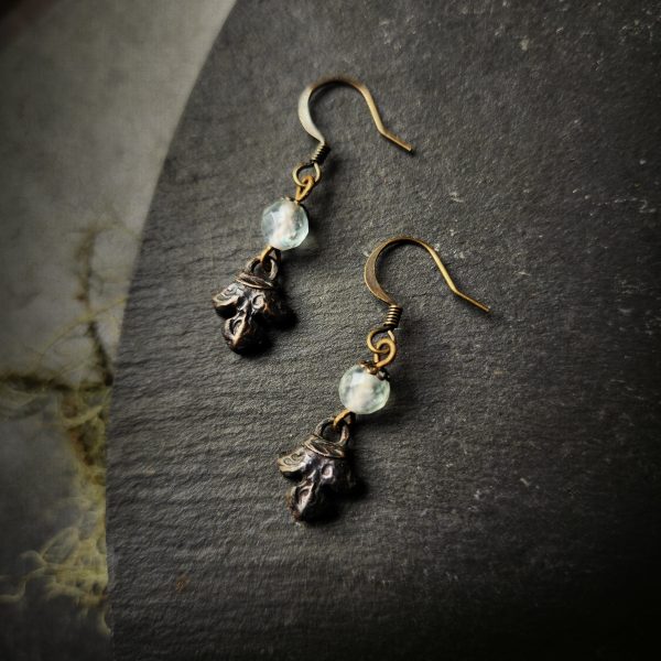 fleur earrings : pale fluorite & antiqued bronze For Sale