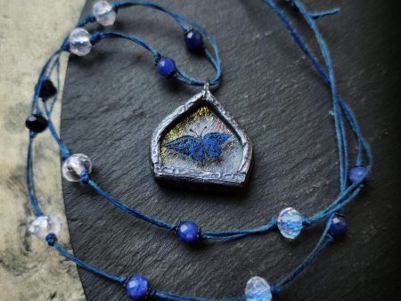 to fly again - enameled butterfly arch amulet on Sale