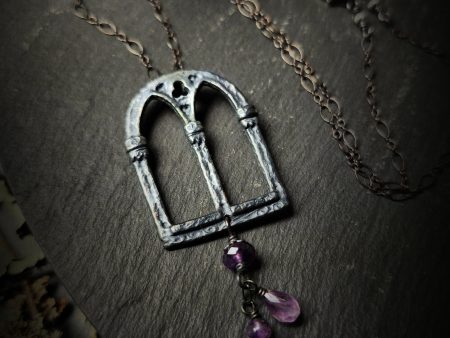 queen isabella window amulet - antiqued sterling with amethyst quartz Sale