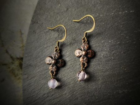 clover earrings : faceted fluorite & antiqued bronze Sale