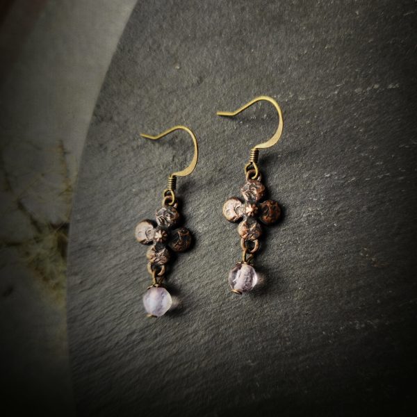 clover earrings : faceted fluorite & antiqued bronze Sale