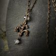 fleur de lis amulet - antiqued bronze with fluorite Hot on Sale